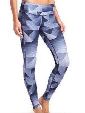 Athleta Leggings Blue Frost Chaturanga Geometric Athletic Leggings Pants Small